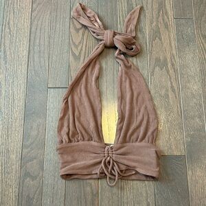 Princess Polly Brown Halter Top - image 1